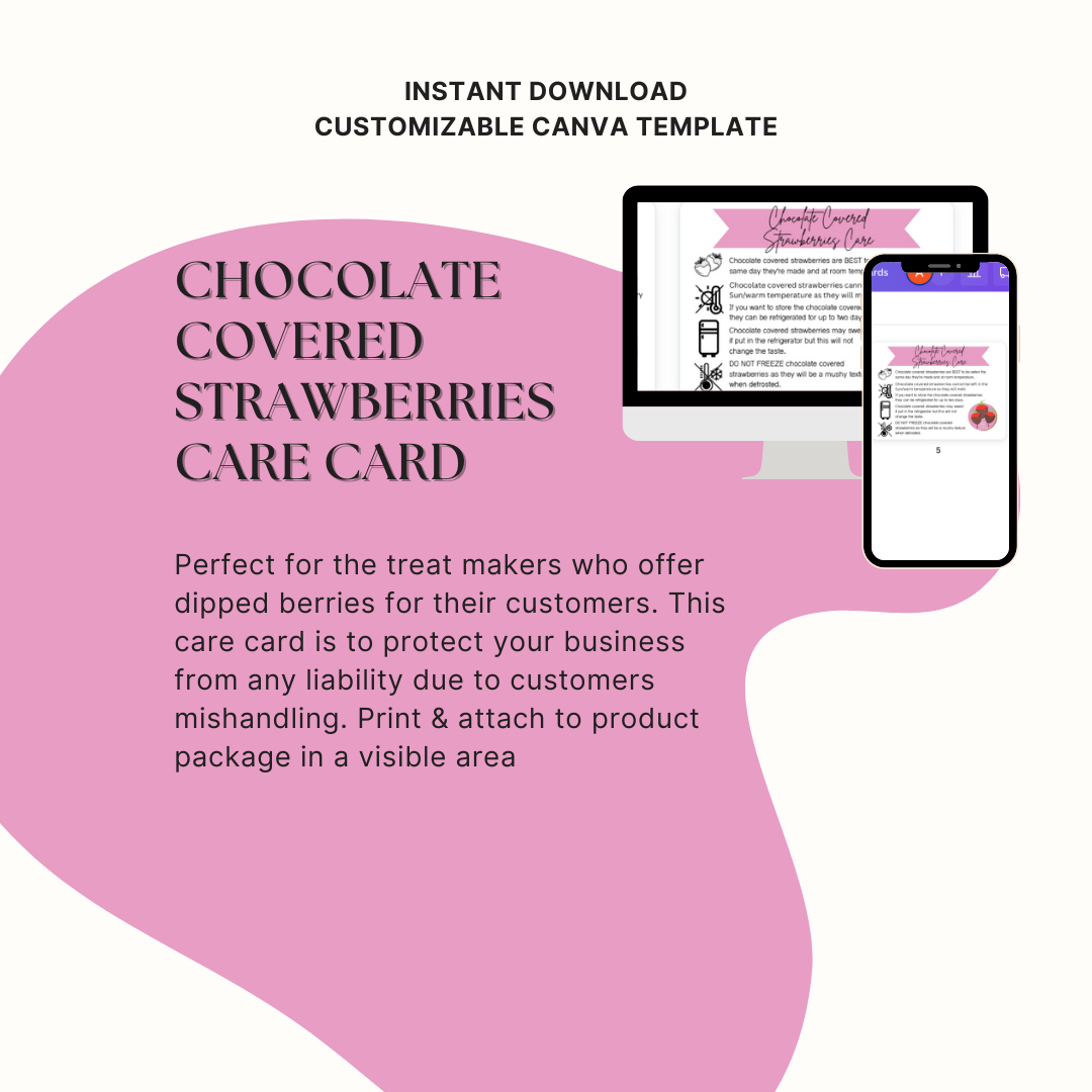 Chocolate Covered Strawberries Care Card