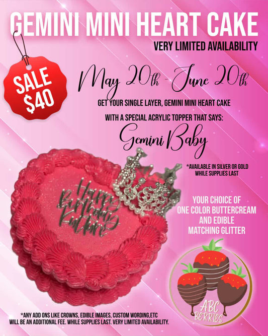 Gemini Baby Mini Heart Cake (6” single layer)